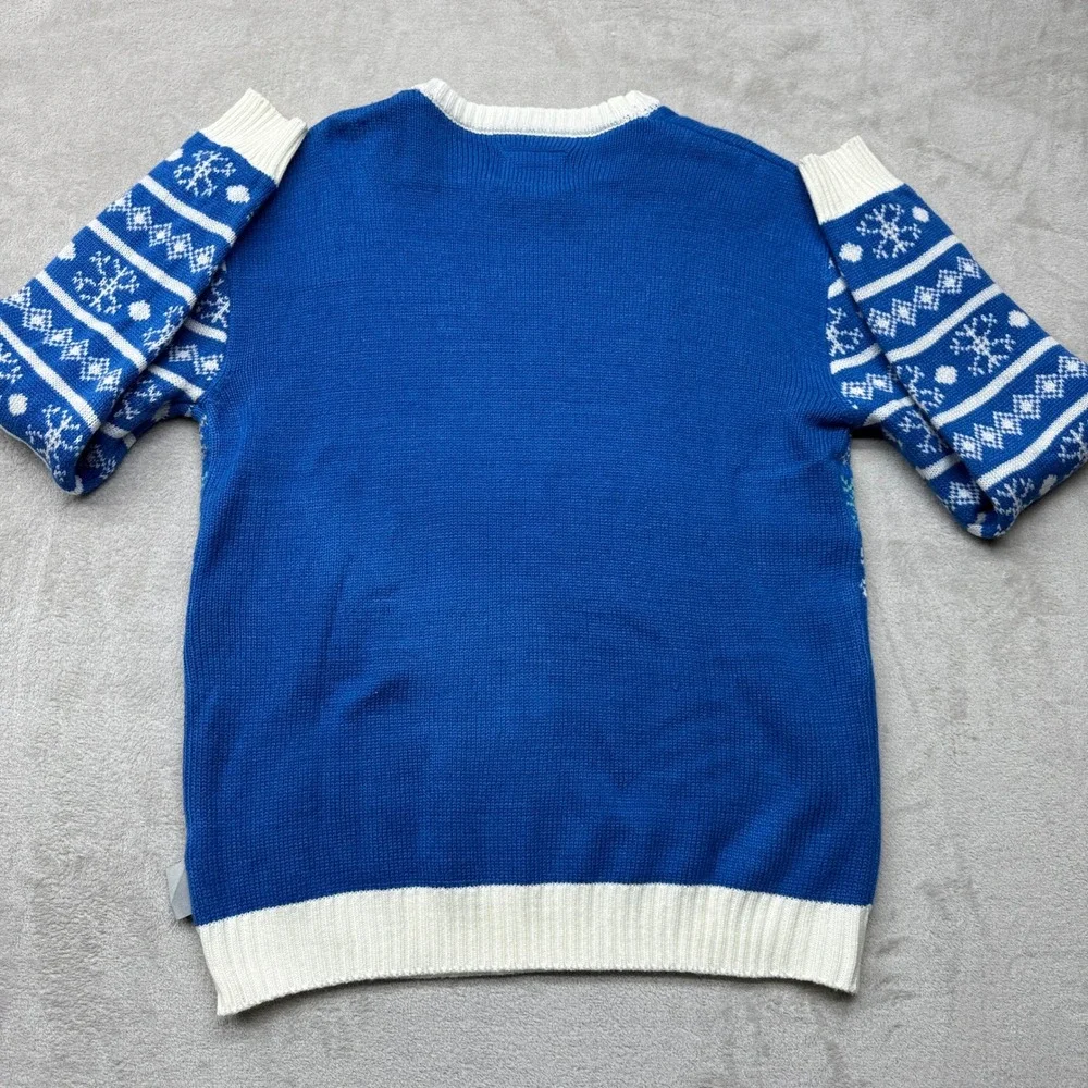 Funziez Ugly Christmas Sweater Mens Large Blue Retro Video Game 8-Bit Holiday
